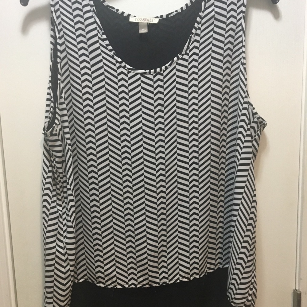 Black and white layered tank plus size